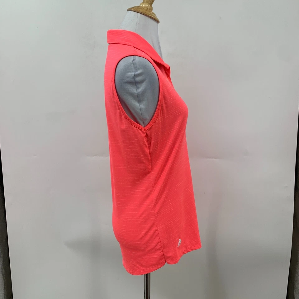 Camisa Polo Atlética Adidas Para Mujer M Mediana Rosa Neón Sin Mangas Rayas Absorbente Foto 4 de 4