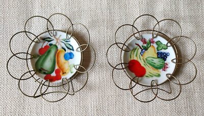 室內飾り Vintage Fruit Wall Plates Wire Flower Frame (Japan) Set of 2 | eBay