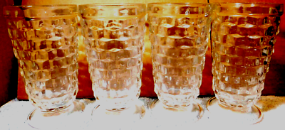 Indiana Glass~Whitehall Clear Colony Cubist Goblet Tumblers Set of