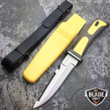 NEW 9" Yellow/ Black Scuba Diving Knife w/ Drop Point Blade Leg Strap Sheath
