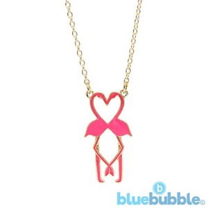 Authentic Bluebubble FLAMINGO FUN Love Birds Necklace Tropical Animal Funky Sweet Heart UK
