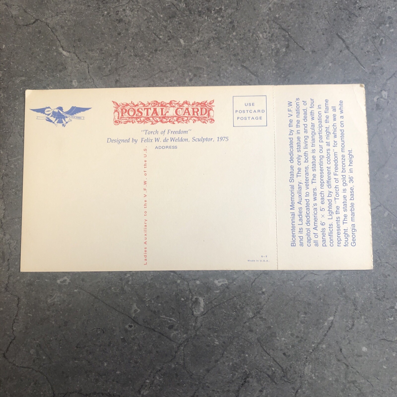 Spirit of Our Times Postal Card Touch of Freedom Sculpture Postcard eBay