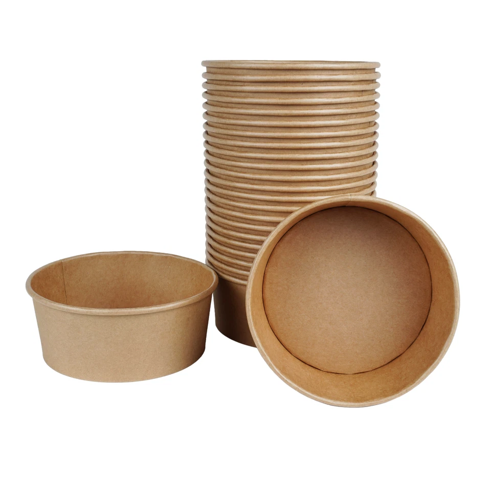 Salatbox Einweg Kraft Salatschalen mit Deckel Rund Kartonschale Einwegschalen - Bild 3 von 4