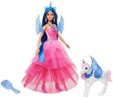 MATTEL Barbie Unicorn Toy, 65th Anniversary Doll With Blue Hair HRR16