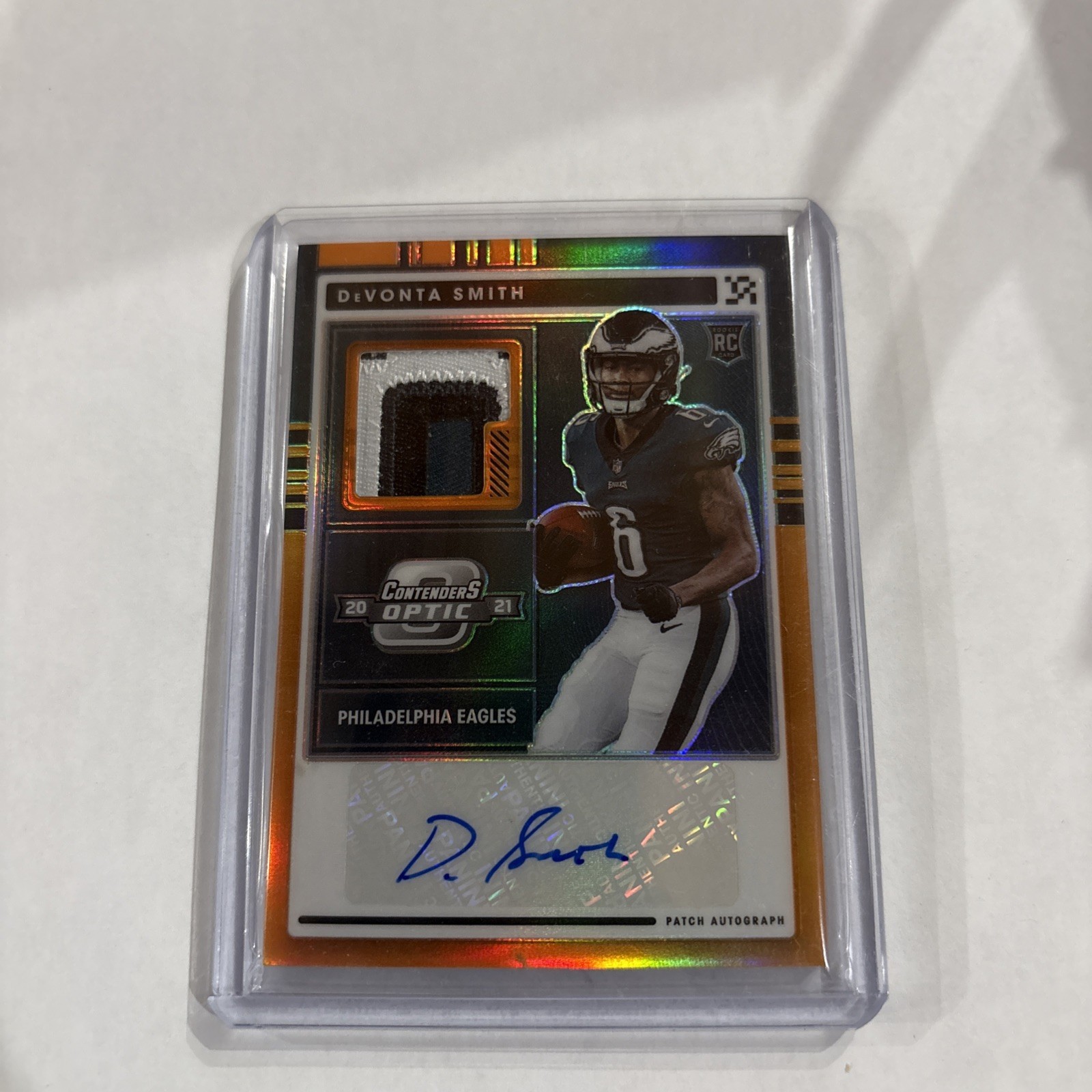 DeVonta Smith Panini Contenders Optic Rookie Patch Autographs #RPADVS Orange