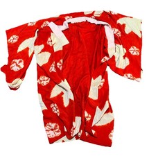 Vintage Japanese Red Shibori Kimono Robe - Floral Undergarment