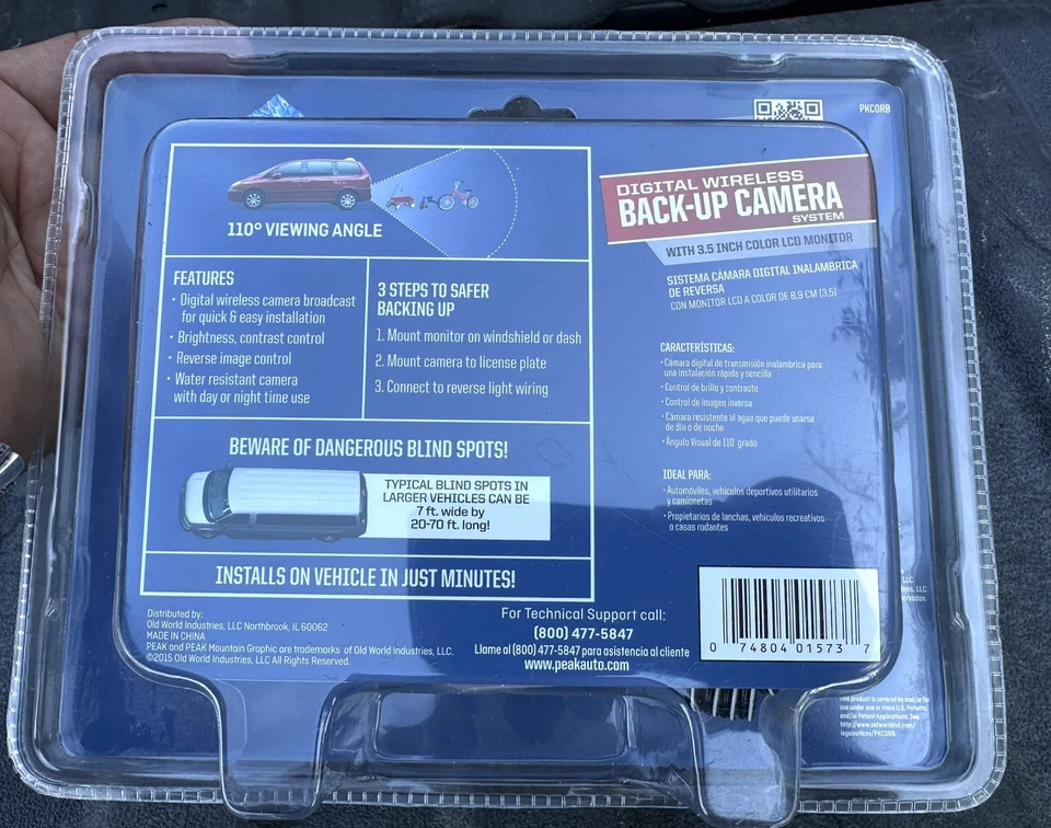 Peak Wireless PKCORB Back-Up Camera System 3.5" Color LCD Monitor - New Sealed - Image 3 of 3