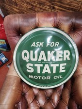 Original Quaker State Motor Oil Advertising Button Sign