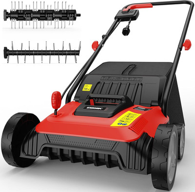 Electric Dethatcher and Scarifier 14-Inch 12 Amp 2-In-1 Lawn Dethatcher and Aera