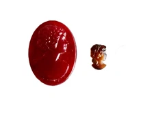 cAMEO CARNELIAN INTAGLIO OVAL +MINI LOOSE HEAD LEFT FACING LADY VINTAGE neocurio