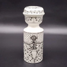 Vtg Figgjo Flint Pottery Lady Sugar Shaker White Black Norway Ceramic Retro 6.5"