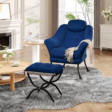 Comfy Lazy Chair with Footstool Relax Lounge Chair Accent Armchair Sofa Chair UK