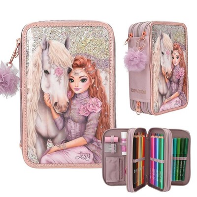 TOPModel 3 Fach Federtasche VIVA VIOLET Schulmäppchen gefüllt