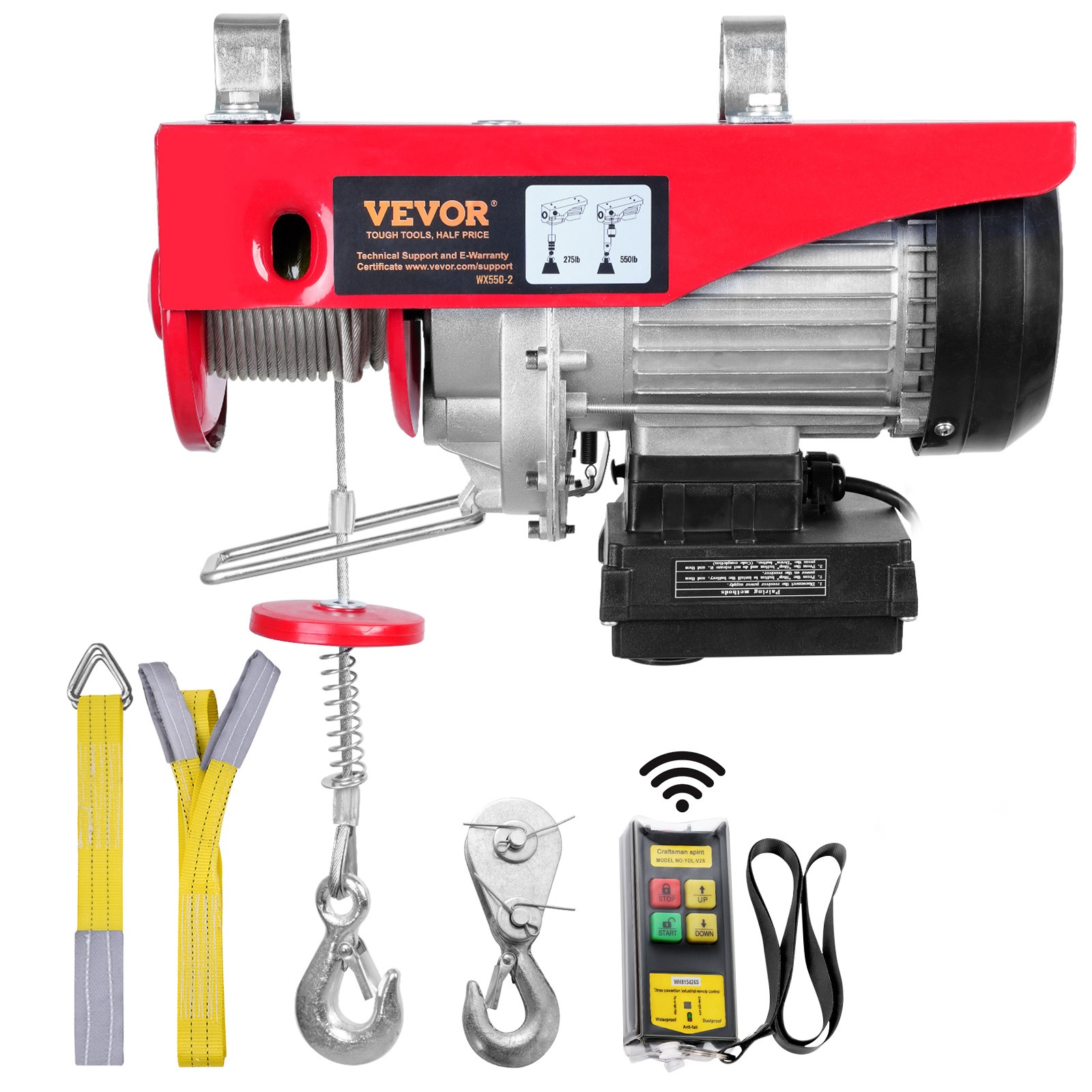Treuil électrique VEVOR 250kg pour éviter l'effort de levage de moteur d'atelier