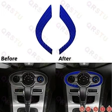 Blue Carbon Fiber Climate Control Console Cover Sticker For Ford Fiesta 2011-15