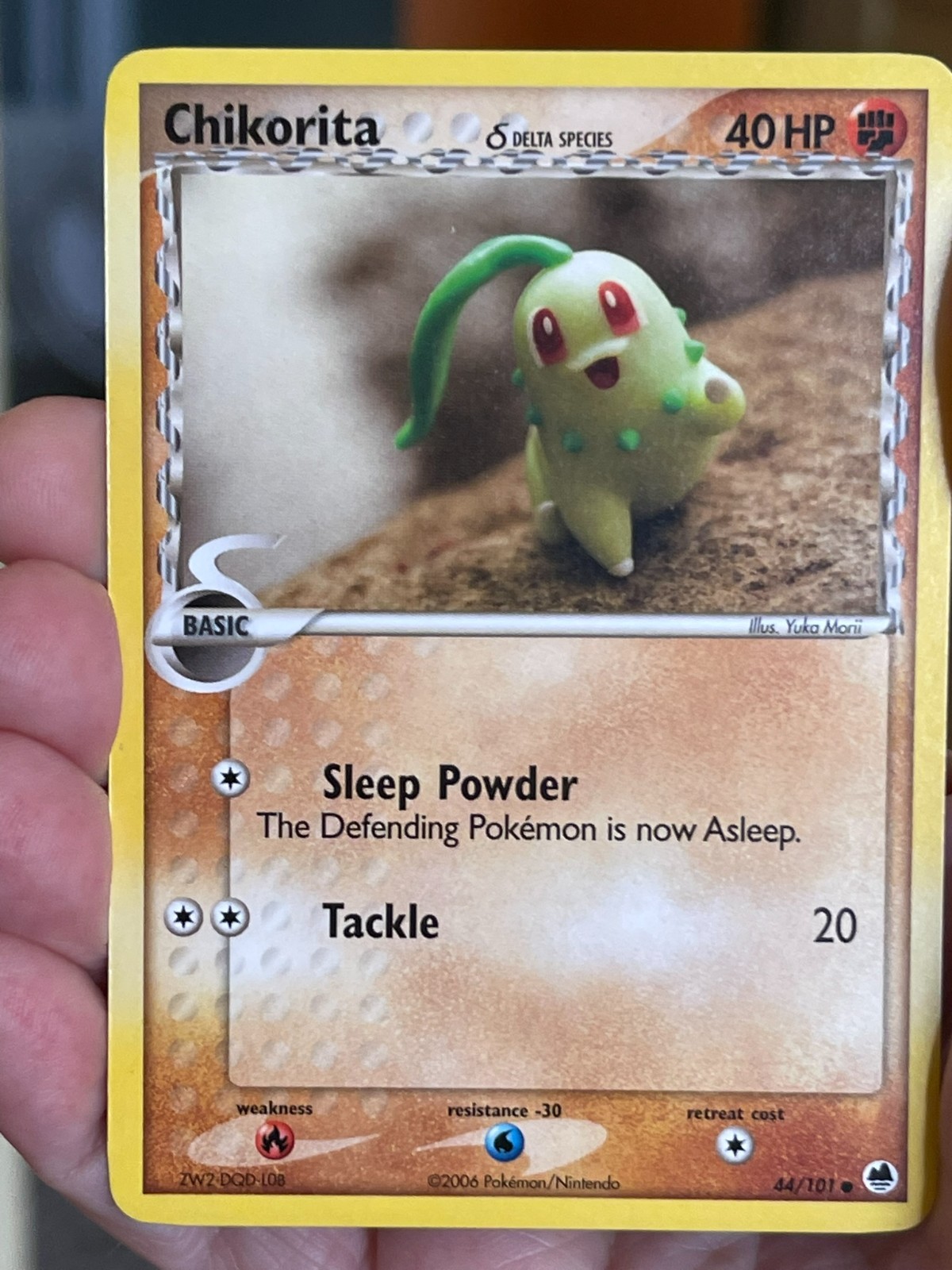 POKEMON CHIKORITA DELTA SPECIES 44/101 COMMON  DRAGON FRONTIERS NM CARD