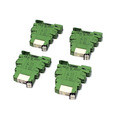 (Lot of 4) Phoenix Contact PLC-BSC-24DC/21-21 Socket Bases w/ 2961192 Relays