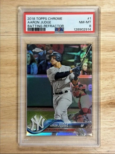 2018 Topps Chrome Refractor Batting Aaron Judge PSA 8 New York Yankees #1