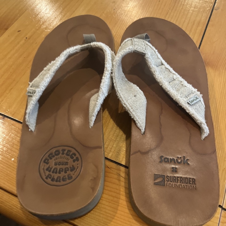 Sanuk Men's Flip Flops - Fraid Not Sandals Olive | SMS2117-OLV Sz 9 | eBay