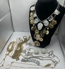 Vintage Signed Jewelry Lot Trifari Monet Sarah Coventry Statement Gold Silver