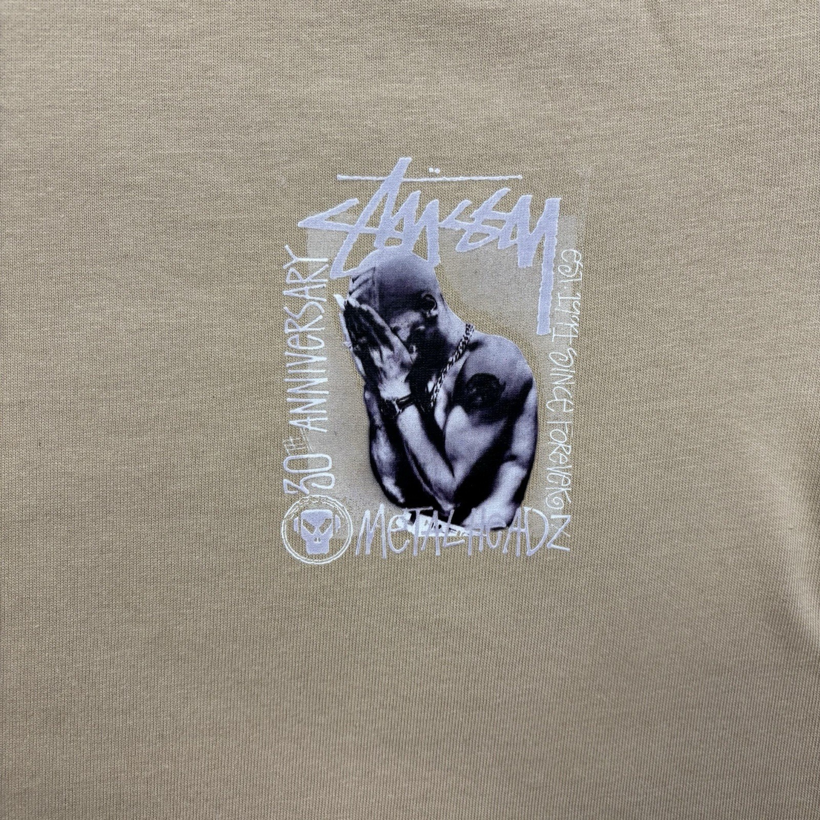 Stüssy printed T-shirt men's with back print | S | beige image 4