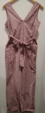 FRNCH Women's Pink Combo Size L  Striped V-Neck Jumpsuit