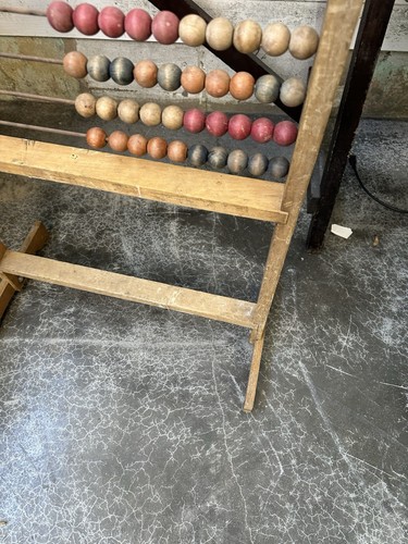 Antique 1950s Old Wooden Standing Abacus Counting Math School Bar Kitchen - Picture 4 of 7