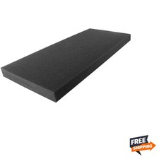 2" x 24" x 72" Charcoal High Density Upholstery Foam Cushion, Upholstery Shee...