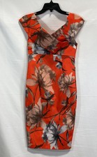 ASOS Women's Orange Floral Print Sheath Dress Sleeveless Size 4