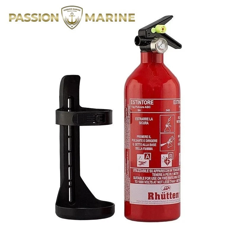 RHUTTEN Estintore a polvere con manometro per auto casa barca gommone omologato rina 1kg