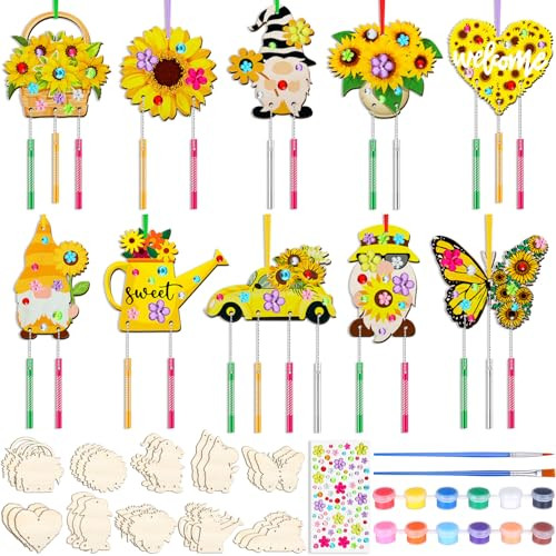 30 Pack Wind Chime Making Kit for Kids, Make Your Own Sunflower Butterfly - Bild 1 von 5