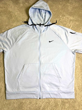 Nike Therma-FIT Full-Zip Hooded Track Jacket Light Blue 2XL Fleece Women 
