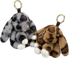 2 St&uuml;ck Schl&uuml;sselanh&auml;nger Hase, Pl&uuml;sch, 15 Cm, Leopardenmuster | Pl&uuml;sch Schl&uuml;sse