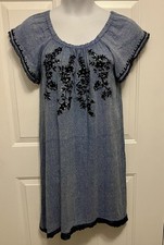 Ruby Yaya Luna Rose Boho Tunic Small Blue Emb...