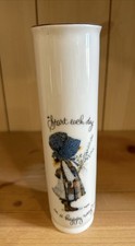 VTG Holly Hobbie Porcelain Bud Vase Start Each Day In A Happy Way 1974 EUC