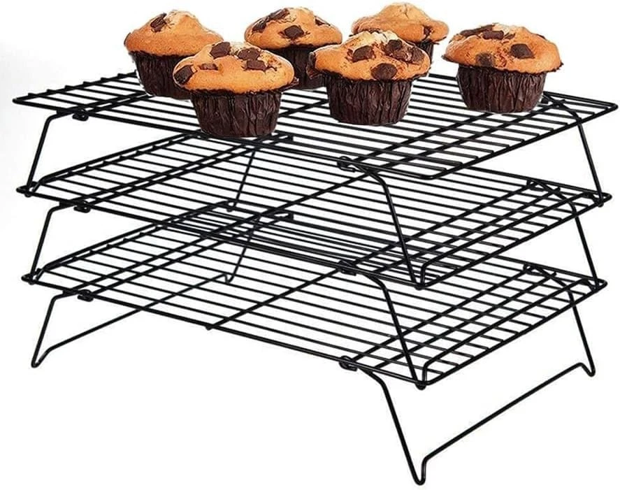 3-Tier Cookie Cooling Rack 13.4“x9.4" Stackable Iron Baking Cooling Rack