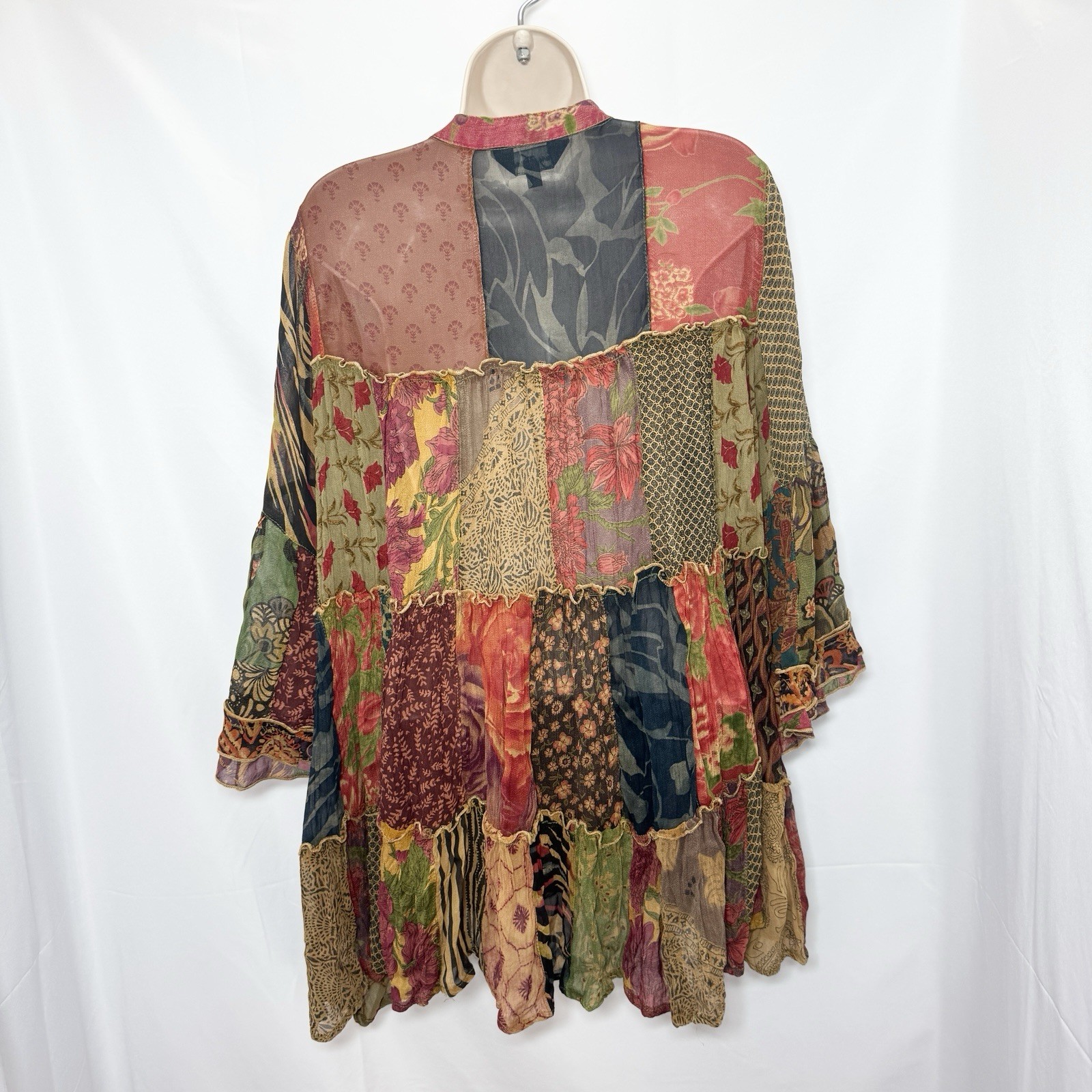 Young Threads Boho Sheer Patchwork Top Bell Sleev… - image 3