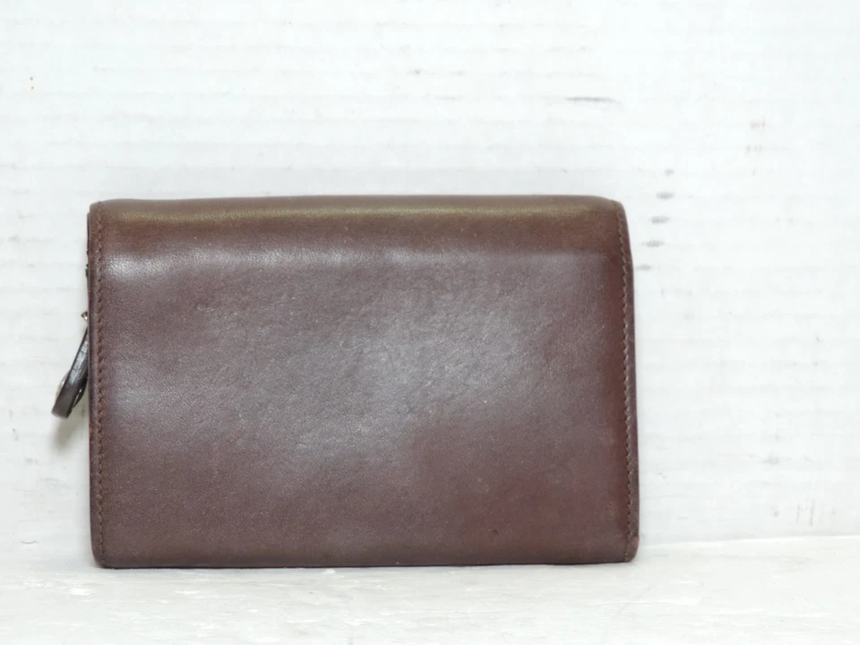 Cartera clutch Coach vintage de cuero marrón con cremallera moneda Foto 2 de 4