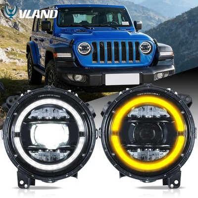 VLAND LED Headlights w/Startup Animation Turn Signal For 2018-2023 Jeep Wrangler