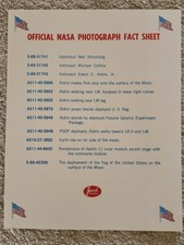 Official 12 NASA Photographs Fact Sheet Apollo 11 Crofton Lithographing Corp