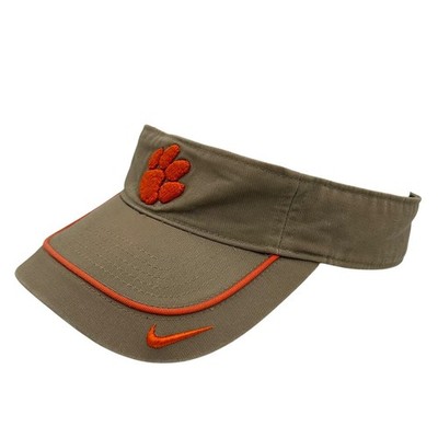 Vintage Nike Visor Clemson Tigers Mens OSFA Khaki Tan Cotton Y2K Sportswear