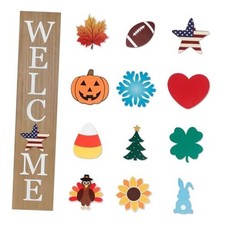 Interchangeable Welcome Sign for Front Porch- 45"X9" Large Wood