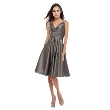 BILL LEVKOFF Women's 8 Bridesmaid Dress Gown Midi Length Satin Sleeveless Latte