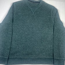 Crewneck Pullover Sweatshirt Mens Medium Green Textured Casual Long Sleeve Top