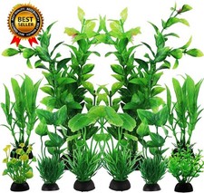 Pietypet Fish Tank Accessories Green Plants 10Pcs Green Fish Tank Decorations