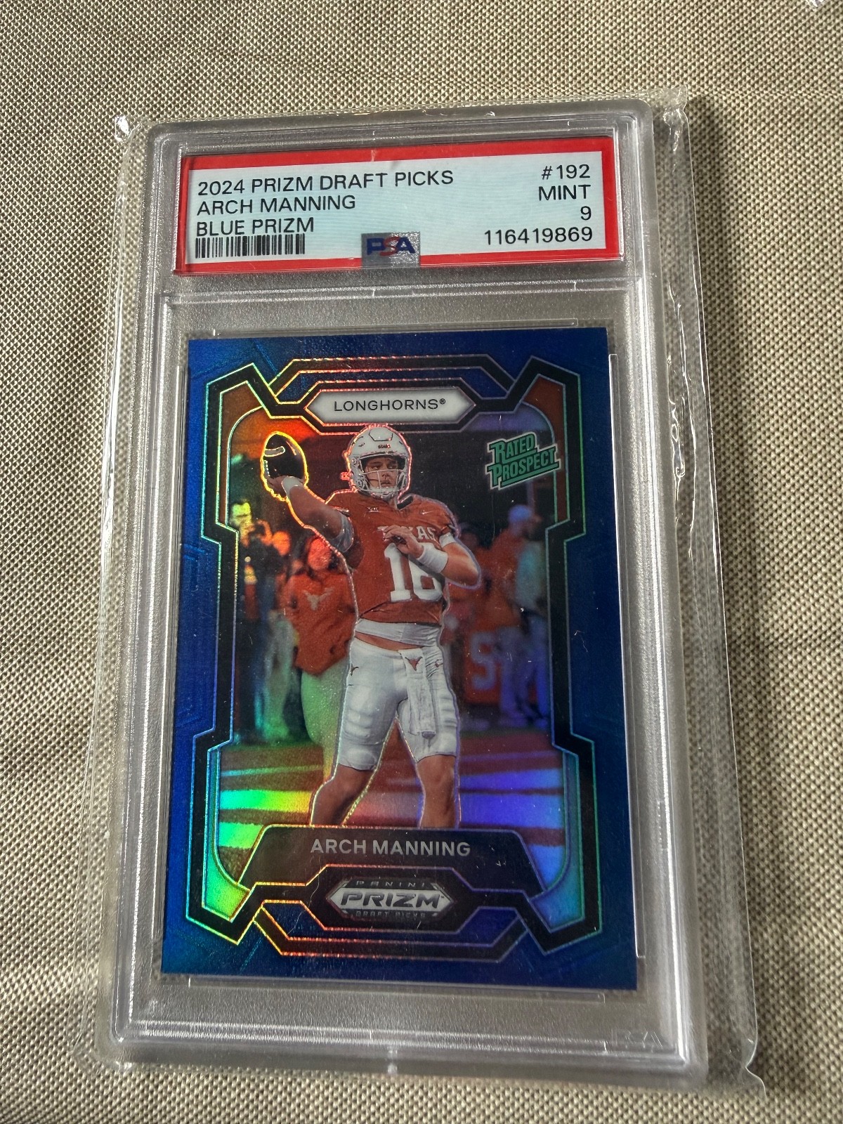 2024 Panini Prizm Draft Picks - Rated Prospect Arch Manning #192 PSA 9