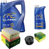 Inspektionspaket 6L Mannol Classic 10W-40 FüR Dacia Duster Logan MCV 1.6 16V
