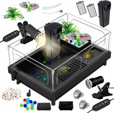 Small Turtle Tank Kit Tank Lamp Filter , Acrylic Turtle Starter Kit with Adjusta