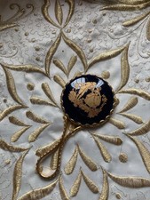 Vintage Cobalt Blue/Gold Decorated Limoges Hand Mirror