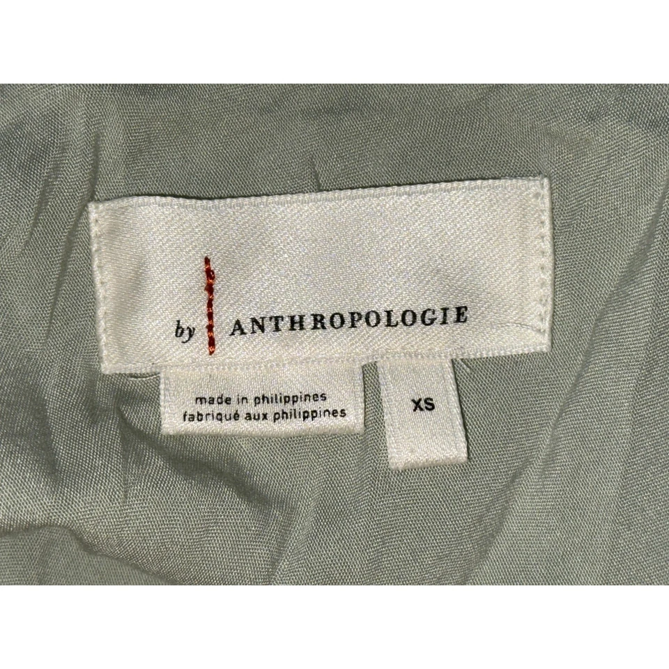 Anthropologie Green Ruffle Trumpet Fit & Flare Asymmetrical Midi Skirt Size XS - Image 3 of 4